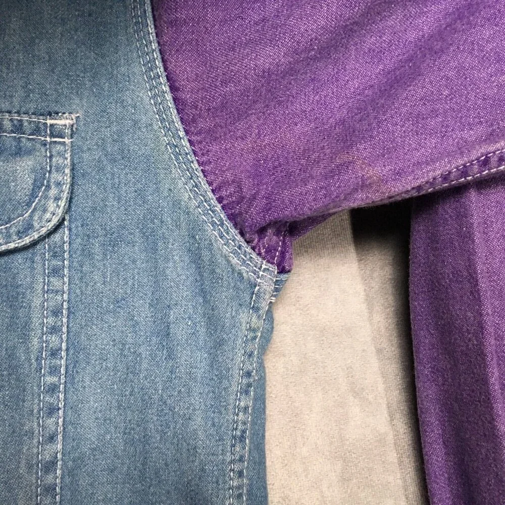 Vintage Nuovo County Seat Chambray Shirt size Medium Long Sleeve Purple Button - Picture 10 of 14